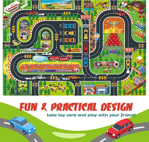552-C Oriate Kids Dream Mat Modern City Toy Activity Playmat, Parent-Child Interaction Game Map Rug, Ideal Children's