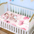 SyXIOP 28" 52" Pink Flowers Cooling Baby Mattress Protector x Reusable Crib Bumper Pads for Baby&Toddler