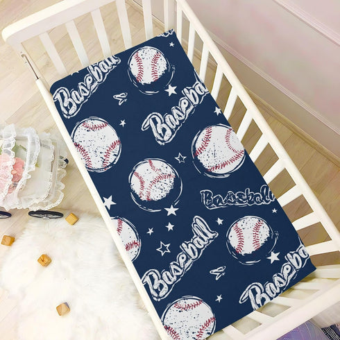 52x28in Baby Crib Sheet Star Baseball Sport Crib Mattress for Boys and Girls Playard Sheet Soft Breathable Fitted Baby