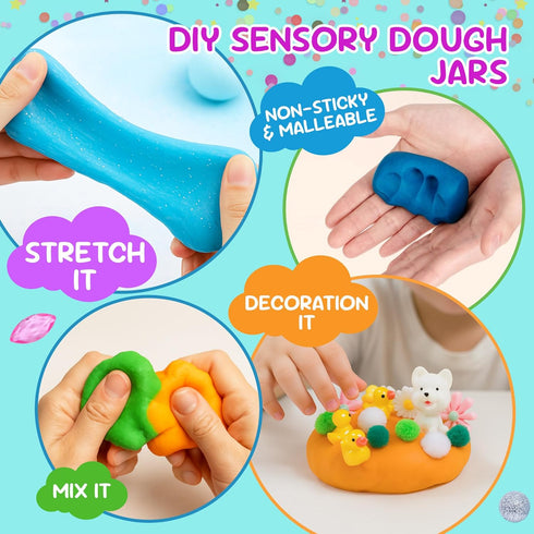 8-Pack JOY SPOT! Play Dough Jars, Reusable Sensory Play Kit for Kids, Non-Toxic, Educational Creative
