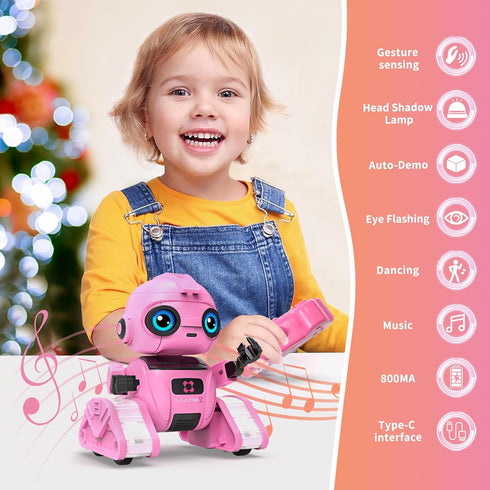 6+ Robot Toys for Boys and Girls, Rechargeable Remote Control Robot with Auto-Demonstration, Light Projection, Dance
