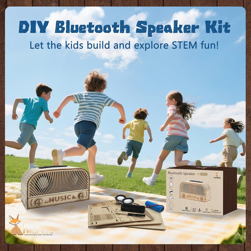 12-14, STEM Kits for Kids Age Wooden DIY Bluetooth Speaker Kit Build Your Own with Dual Speakers, Science Gift for Teen