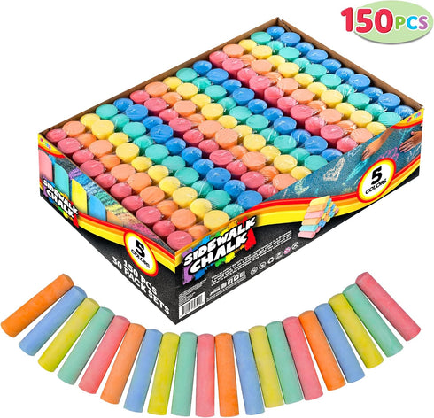 150 Set 30 Packs, 5 JOYIN Pcs Sidewalk Chalk in Colors, Giant Box Non-Toxic Jumbo Washable Chalk for Outdoor Art Play