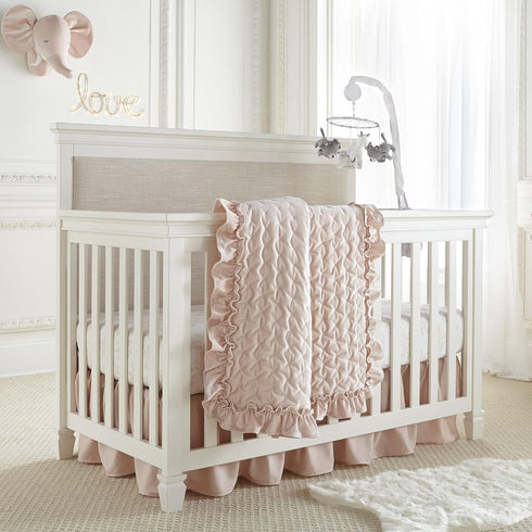 100% Levtex Baby - Heritage Crib Fitted Sheet - Fits Standard Crib and Toddler Mattress - Floral - Blush and White