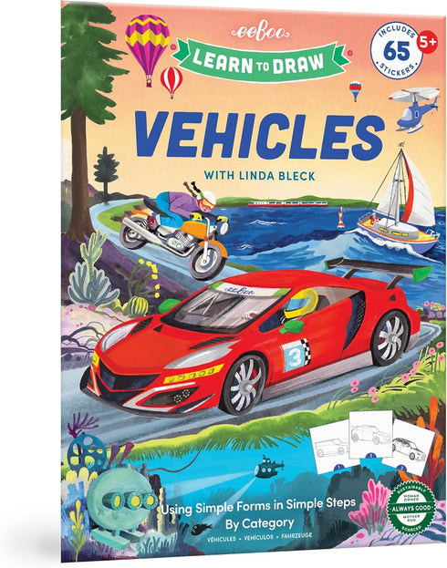 eeBoo Learn to Draw Vehicles - Step-by-Step Drawing Activity Book with 65