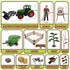 Set yset 3-7 Peagprav Farm Tractor Toys Bale Haying Round Baler with Barn, Farmer,Cow,Farm Tools,Tree Farm Tractor Pla