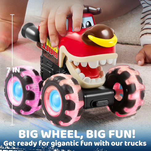 JOYIN 3 Pack Monster Truck Toy - Motion Activated Light-Up Cars for Toddlers, Press & Go Cars for Boys Girls