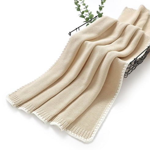 mimixiong Cotton Baby Blanket for Nursery Swaddling - Gender Neutral Shower Gift Registry for Baby Camel 40 x 30 Inch