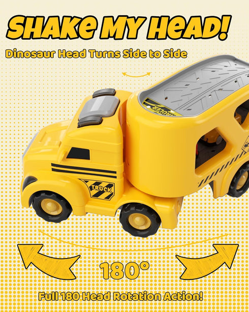 LADFAR 6 6 Set, 3 4 5 6 Construction Toy Carrier Trucks for Boys Girls, with Unique Music & Lights, Mini Pull-Back
