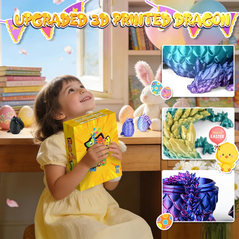 24PCS 3D Impossmaker Printed Dragon Eggs, Prefilled Easter Dragon Egg with Dragon Toy for Basket Stuffers, Unique