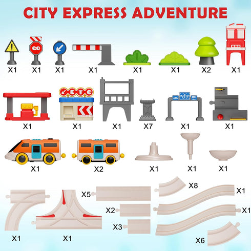 Set Kids,55 Set 3, 4, 5, 6, 7, 8+ Urban Rail Train for pcs Electric Train Simulate City Transport System,Educational