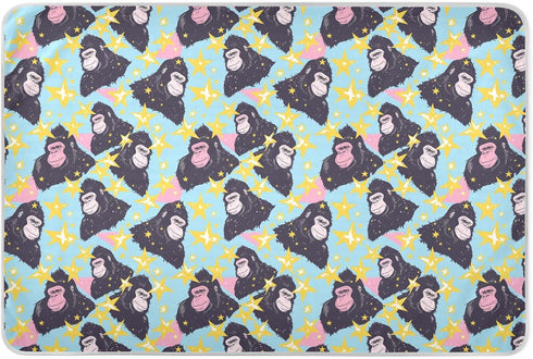 siphylline 80s Blue Gorilla Stars Extra Large Resuable Toddler Mattress Pads Waterproof Washable