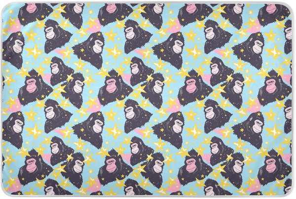 siphylline 80s Blue Gorilla Stars Extra Large Resuable Toddler Mattress Pads Waterproof Washable