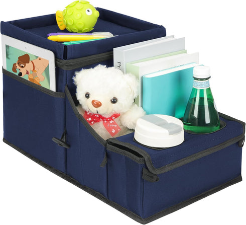 2-in-1 11 Backseat Organizer for Kids & Adults Car Seat Cooler Warmer with Writing Tray, Cup Holders & Storage