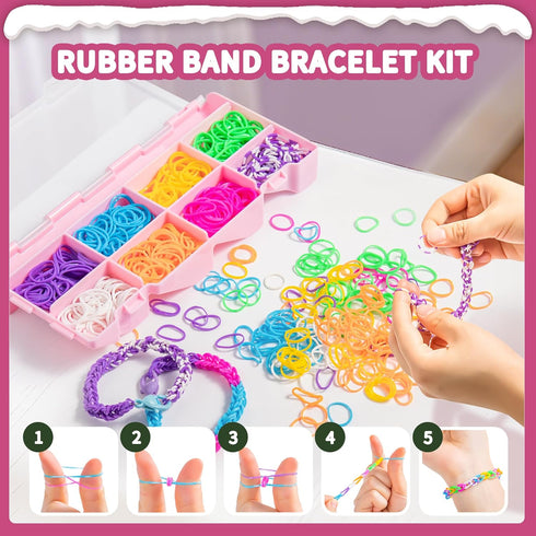 3200pcs 5-12 P&C Beads for Bracelet Making Kit for Girls Ages with Storage Tower - Bulk Rubber Band Clay & Pony Beads