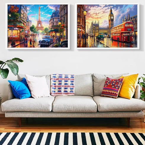 2 Pack Puzzles for Adults 1000 Pieces - Big Ben and Eiffel Tower Difficult Jigsaw Puzzles, DIY Leisure Game