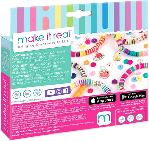 Make It Real - Heishi Beads with Storage Case - Jewelry & Charm Bracelet Making Kit with Storage Case - Friendship Bracelet Set with Beads, Charms & Thread - Arts & Crafts Bead Kit for Girls by Make It Real