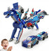 Collision Transforming Dinosaur Car Toy, 2-in-1 Magnetic Cars Convert to Dinosaur Robot,