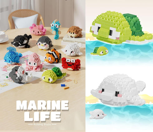 Jollcnoia Penguins Cute Sea Animals Creature Building Toy Blocks Marine Life Mini Bricks Micro Building Toys