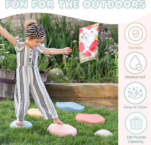 Balance Stepping Stones for Kids (6pcs) - Toddler Sensory Stepping Stones for Ages 1-3, Balance Play for Toddlers