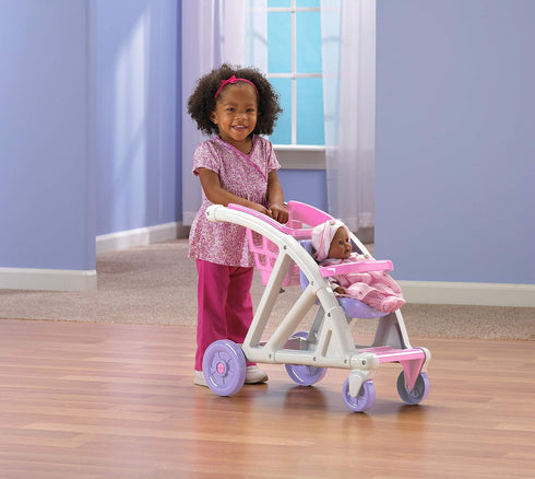 2 2-in-1 American Plastic Toys Shop with Me Stroller for Toddler & Kids Ages and Up, Stroller and Shopping Cart