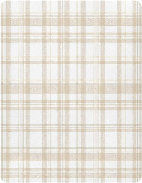 VEKELEE 39x27 Beige Buffalo Plaid Fitted Crib Sheet for Boys and Girls, Soft and Breathable Bed Sheet for Standard Crib