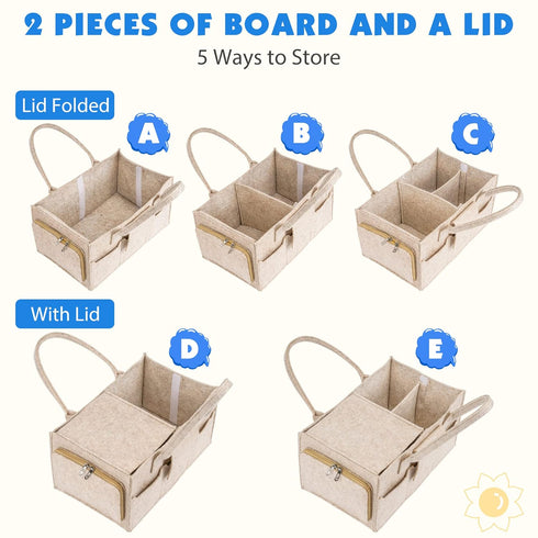 Maliton Diaper Caddy Organizer for Baby Boy Girl - Car Organizer with Handles and Lid for Newborn Essentials