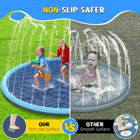 80" Summer 3-12 Non-Slip Splash Pad for Kids and Dog, Extra Large Baby Play Mat, Dog Pool Toys, Thicken Sprinkler Pool