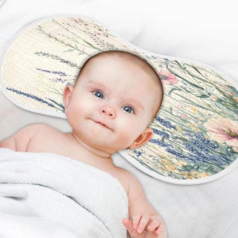 Set 1, Vintage Wildflower Muslin Baby Burp Cloths of Super Soft & Absorbent Burping Rags, Cotton Burp Clothes Shower