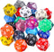 TecUnite 25 Pieces Polyhedral Dice Set with Black Pouch, Compatible with RPG MTG and Others, Classic Multi Colored