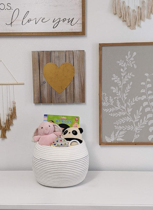 10"D 8.3"H Goodpick Round Cotton Rope Storage Basket for Living Room, Bathroom, Kids' Corner & Shelves, Stores Towels