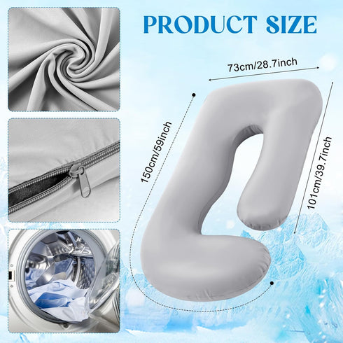 Hahafelt 59 Inch Cooling Pregnancy Pillow Cover (Only Pillowcase) Large J Shaped Full Body Pillowcase Maternity