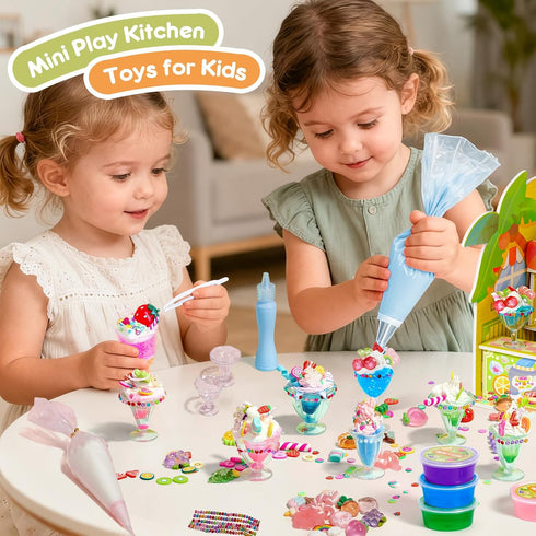 Cleboen Set, 24 8+, Mini Drink House DIY Toy Making Miniature Food Drinks, Resin & Clay Kitchen Play Food DIY Craft Kit