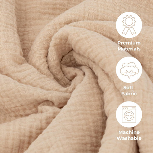 Cozy Soft Muslin Cotton Baby Blanket - Breathable and Lightweight Blanket Keeps Your Newborn Baby Girl Or Boy and Warm