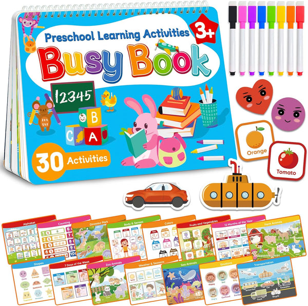 Walenced Busy Book for Toddlers - Preschool Learning Activities, Coloring Activity Books