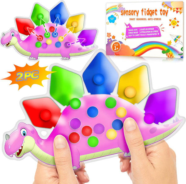 UIIOPJIOM 2PC Pink Dinosaur Color Sorting Sensory Toys for Toddler Girl, Montessori