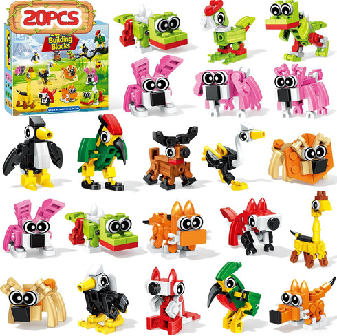 HLXGFCAI Party Favors for Kids, 20PCS Animal Building Blocks, Goodie Bag Stuffers, Classroom