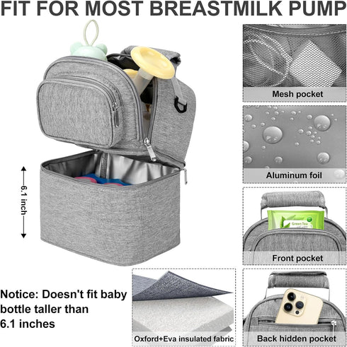 Pack, Sanchamy Breastmilk Cooler Bag with Ice Double Deck Breast Milk Storage for Breastfeeding, Nursing, Daycare