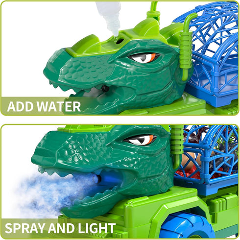 3-5, 8 3 6 3 4 5 6 7 TEMI Dinosaur Truck Toys for Kids Tyrannosaurus Transport Car Carrier Truck with Spray, Dinosaur