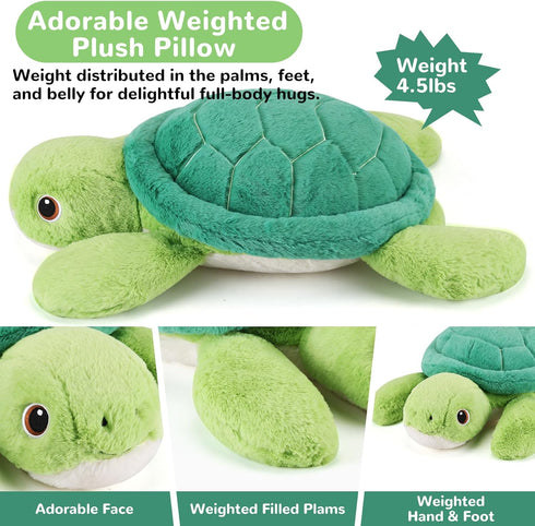 22 Inch 4.5 (22" 4.5 lbs) gnomantic Turtle Weighted Stuffed Animals - Pounds Weighted Plushies Sea Turtle Stuffed
