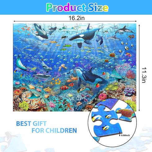 Puzzles for Kids Ages 4-10 - Underwater Scene - 100 Pieces Jigsaw Puzzle for Learning Educational Fun
