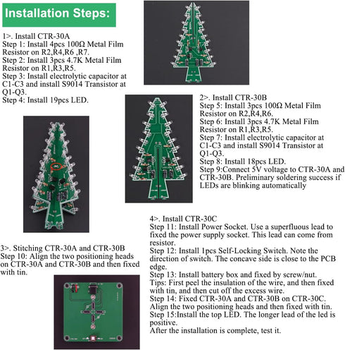 Electronic DIY Kits Christmas Tree Soldering Practice Kit DIY Soldering Project for Teens Kids Adults Thanksgiving Xmas Gift