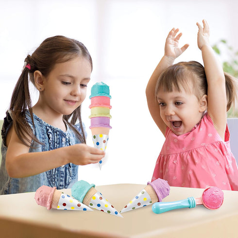 Ice Cream Shop Playset, Pretend Play Ice Cream and Cones, Dessert Play Set for Kids, Play Kitchen Accessories