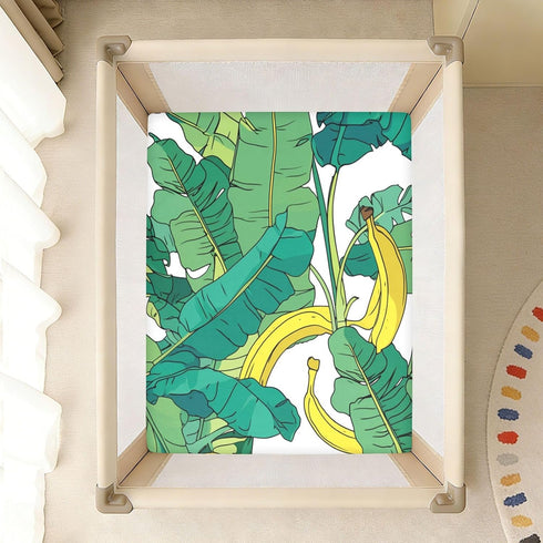 Bseiialft 52 28 Banana Leaves Tropical Crib Sheets for Boys Girls Soft and Breathable Cotton Baby Sheets for Standard