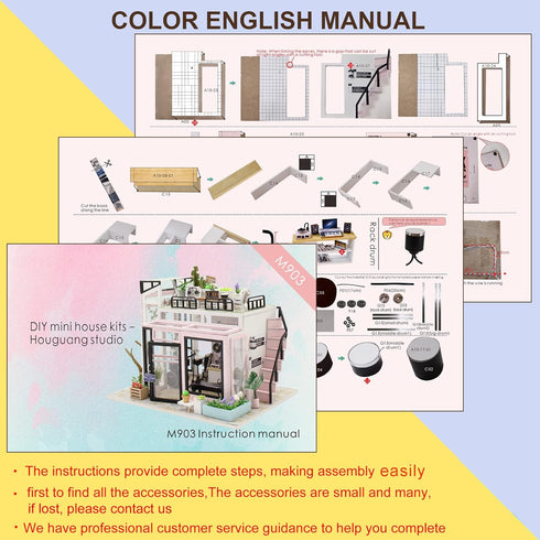 Spilay DIY Miniature Dollhouse Kit with Wooden Furniture, Dust Proof and Music Movement, 1:24 Scale Creative Room