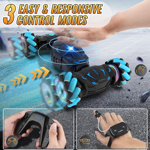 Pristar RC Cars Gesture Sensing Stunt Car, Best Gifts for Boys 6-12, 2.4Ghz Remote Control Toys for Age 6-12, 360°