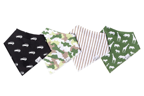Copper Pearl Baby Bandana Drool Bibs, 4 Pack Gift Set for Boys, “Safari Set”