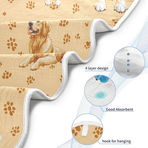 Pigsaly 30 30 Golden Retriever Dogs Hooded Baby Towel Cute Gold Puppy Baby Bath Towel Unisex Toddlers Hooded Towels