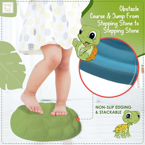 Hapinest Turtle Balance Stepping Stones for Kids, Indoor Outdoor Obstacle Course Coordination Game, Sensory Play