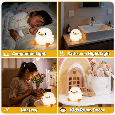 Dimmable 20 Amaredom DoDo Duck Night Light, Cute Duck Lamp, Silicone Nursery Nightlight, Rechargeable LED Bedside Lamp